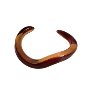 Vintage Artisan Handblown Glass Amber/ Brown Cuff Bracelet Unmarked